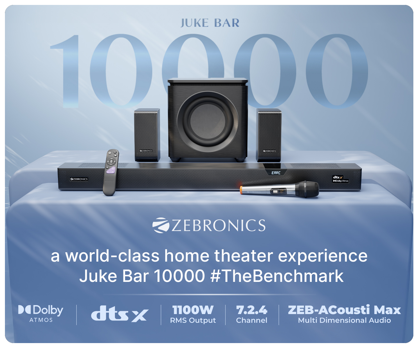 Zebronics brings in 1100Watt RMS soundbar with Dolby Atmos and DTX’s technology